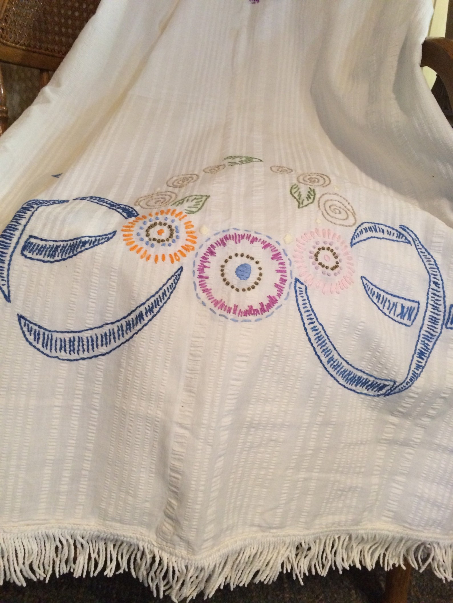 1950s Bedspread Vintage Embroidered Bedspread Textured Etsy