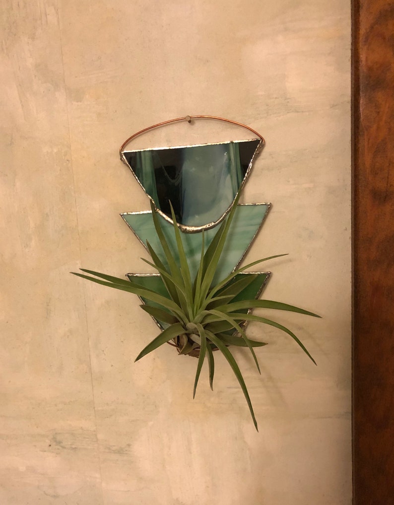 Stained glass air plant holder stained glass wall hanging | Etsy