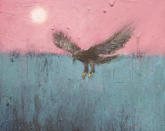 Freedom - Golden Eagle Painting. Mixed Media Original Bird Art. Contemporary And Impressionistic Painting By Lisa House Artist.