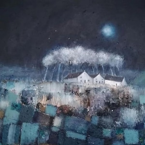 Winter Moon - Contemporary Winter Landscape design By Lisa House Artist