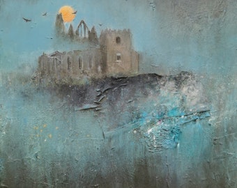 Whitby Moon - Limited Edition Giclee Print - Whitby Abbey - Contemporary Art - Atmospheric Art for Your Home By Northeast Artist Lisa House