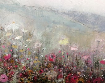 Flower Landscape Art - French Meadow - Greeting Card By Northeast Artist Lisa House