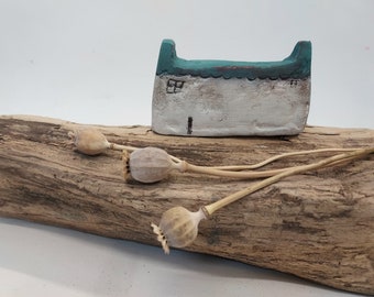 Seaside Cottage.  Handmade Clay Model With Rustic Finish By Lisa House Artist