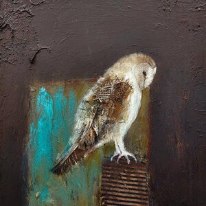 Wisdom - Barn Owl Greeting Card - Contemporary Art Cards By Lisa House Artist.
