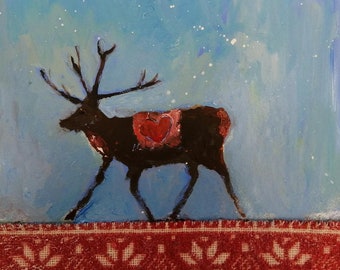 Nordic Parade - Reindeer Christmas Card Design - Contemporary Illustration By Lisa House Artist