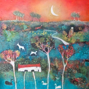 Abundance - Contemporary Landscape - Limited Edition Giclee Print. Animals, Nature, Coloulful & Whimsical Art For Your Home By Lisa House