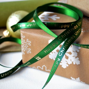 Christmas 10mm Personalised Printed Ribbon - Christmas Ribbon - Personalised Christmas Gift Wrapping - Personalised Gift Ribbon