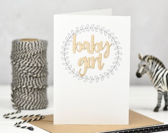 Baby Girl Wooden Words Card