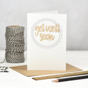 Carte de vœux en bois Get Well Soon