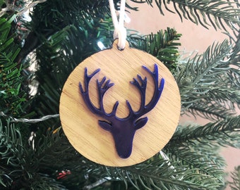 Deer Wood and Acrylic Christmas Tree Decoration