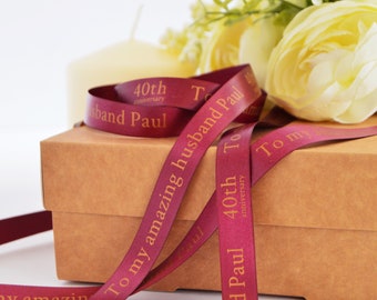 Christening Baptism Anniversary 15mm Rose Gold satin ribbon Personalised printed for Wedding Birthday