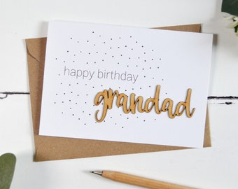 Happy Birthday Grandad Wooden Words Card