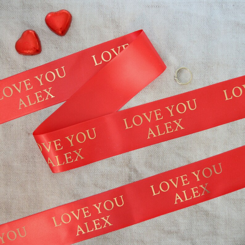 Valentine's Day 48mm Personalised Printed Ribbon Valentine's Gift Wrap Valentines Ribbon Valentine's Day Gift Customisable Ribbon image 2