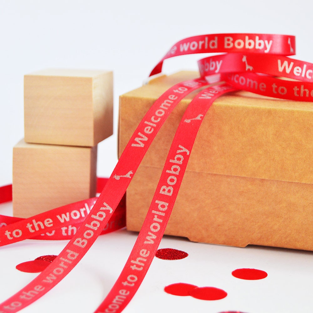 New Baby 10mm Personalised Printed Ribbon New Baby Gift Wrap Etsy UK