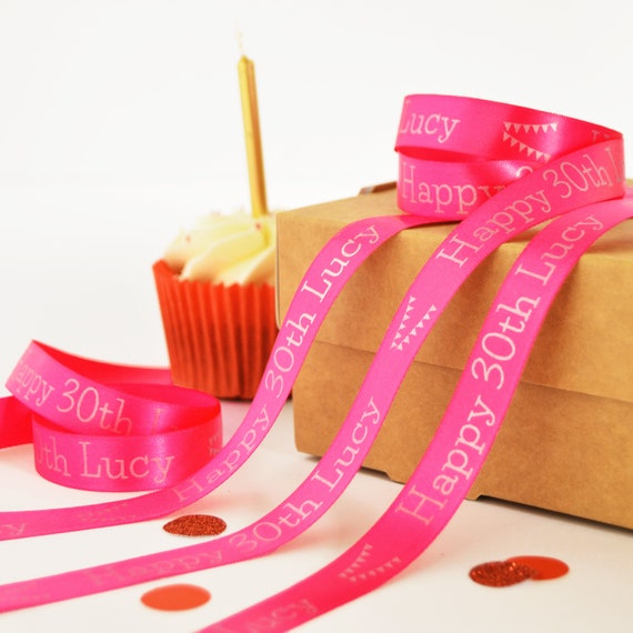 Happy Birthday Ribbon 25mm, Priced by 2m Best Wishes Ribbon With