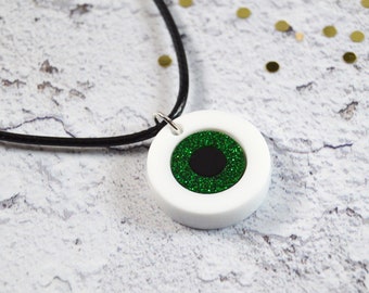 Green Glitter Eye Acrylic Necklace