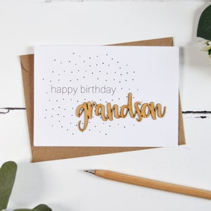 Carte mots en bois joyeux anniversaire petit-fils