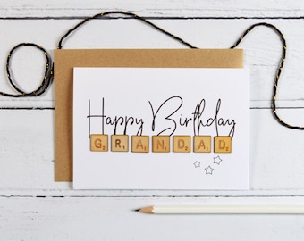 Happy Birthday Grandad Wooden Tiles Card