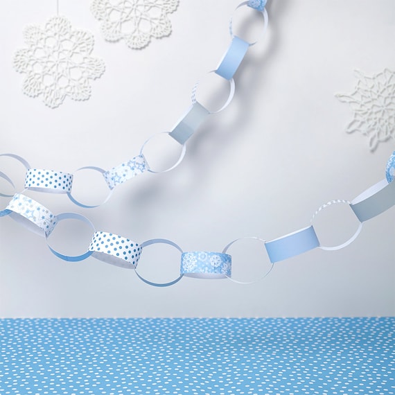 Blue Christmas Paper Chain Kit Christmas Decorations Etsy