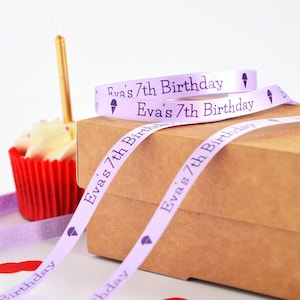 Nastro stampato personalizzato per compleanno bambini da 10 mm - Confezione regalo per compleanno bambini - Nastro regalo per compleanno bambini - Nastro per celebrazione