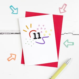 Doodle 11th Birthday Acrylic Age Card