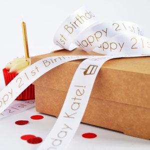 Birthday 25mm Personalised Printed Ribbon Birthday Gift Wrap Birthday Ribbon Celebration Ribbon image 2