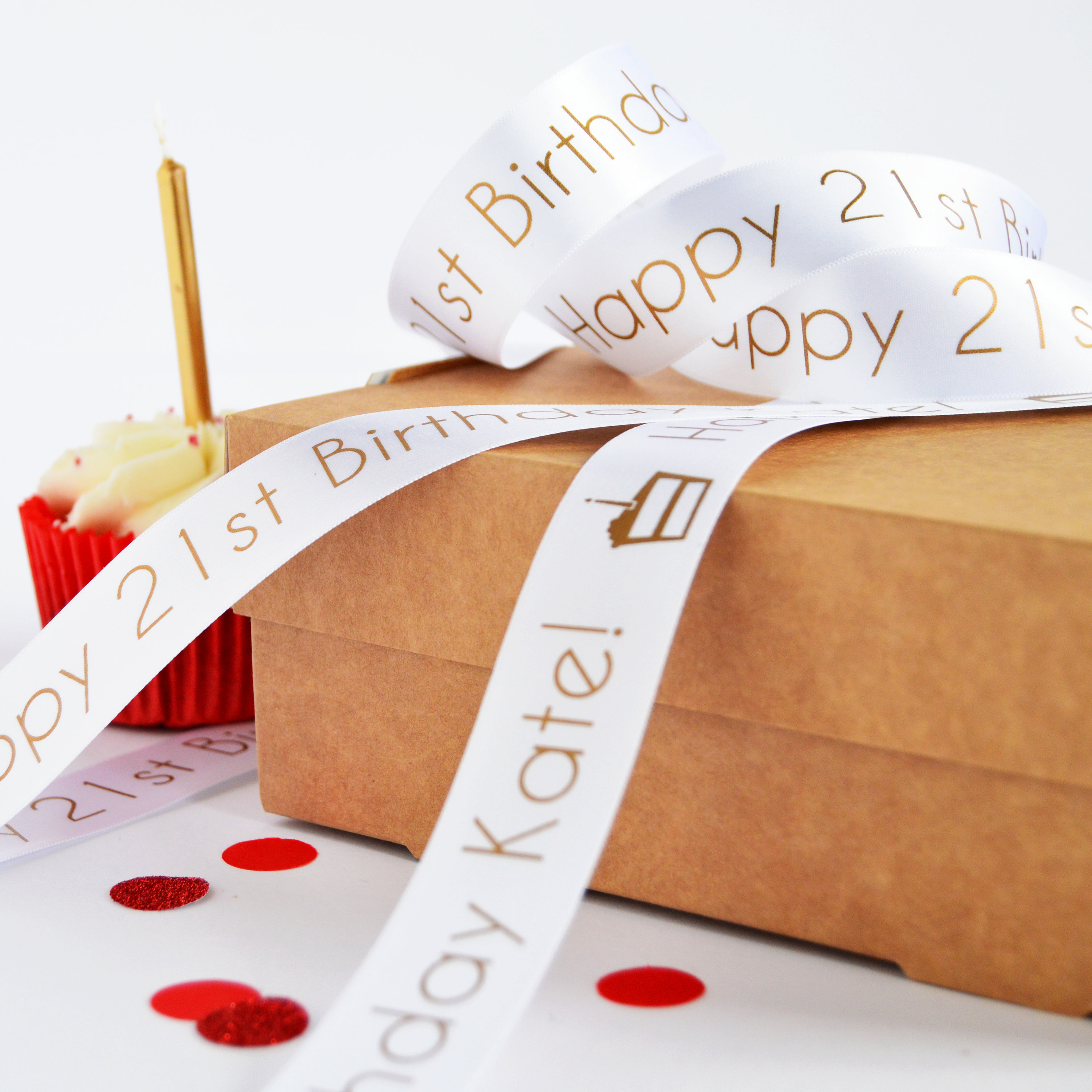 Happy Birthday Ribbon 25mm, Priced by 2m Best Wishes Ribbon With Gold  Edging Gift Wrap, Cake Decoration 