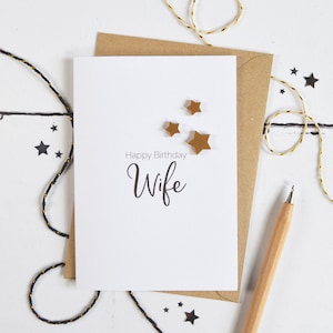 Cartão de estrela de acrílico de feliz aniversário para esposa