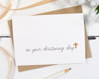 On Your Christening Day Wooden Cross Card