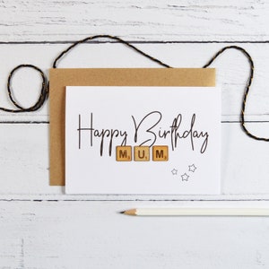Carte Joyeux anniversaire maman, tuiles en bois