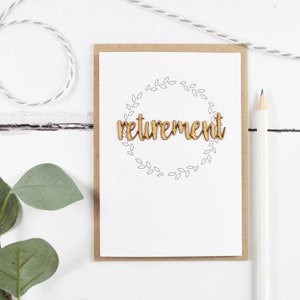 Carte de mots en bois pour la retraite