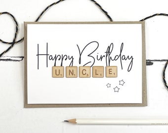 Happy Birthday Uncle Wooden Tiles Card