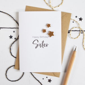 Carte acrylique étoiles joyeux anniversaire soeur