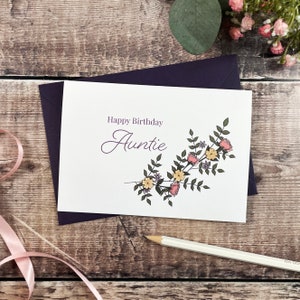 Alles Gute zum Geburtstag Tante botanische Holzkarte