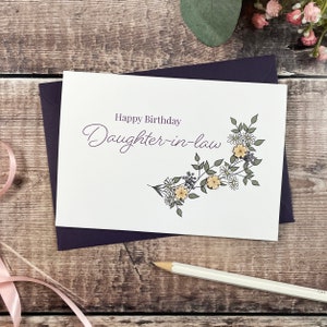 Alles Gute zum Geburtstag Schwiegertochter botanische Holzkarte