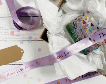 Mother's Day 25mm Personalised Printed Ribbon - Mother's Day Gift Wrap - Mum - Mummy - Mum's Birthday - Mummy Present