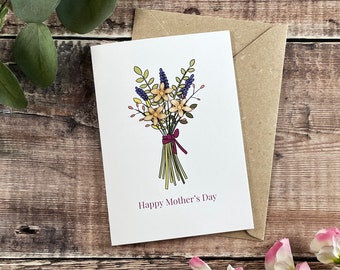 Mother's Day Bouquet Wooden Illustrated Card