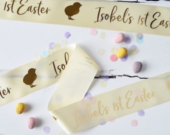 Easter 48mm Personalised Printed Ribbon - Easter Gift Wrap - Present for Easter - Custom Printed Ribbon - Baby's First Easter