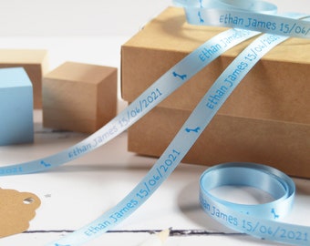 New Baby 10 mm Personalisiertes Band - New Baby Geschenkverpackung - Personalisiertes Baby Geschenk - Personalisiertes Band - Baby Band - Babyparty