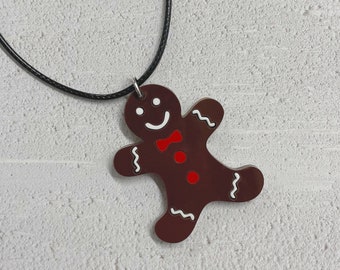 Gingerbread Man Acrylic Necklace