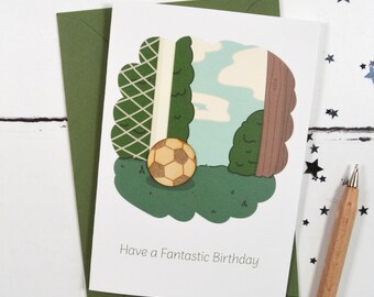 Have a Fantastic Birthday Football Wooden Illustrated Card