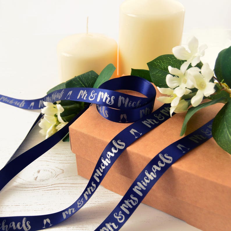 Wedding 15mm Personalised Printed Ribbon Wedding Gift Wrap Wedding Ribbon Anniversary Gift Wrap image 3