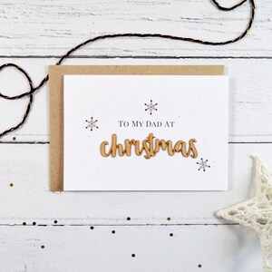 Per mio padre a Natale, biglietto con parole in legno