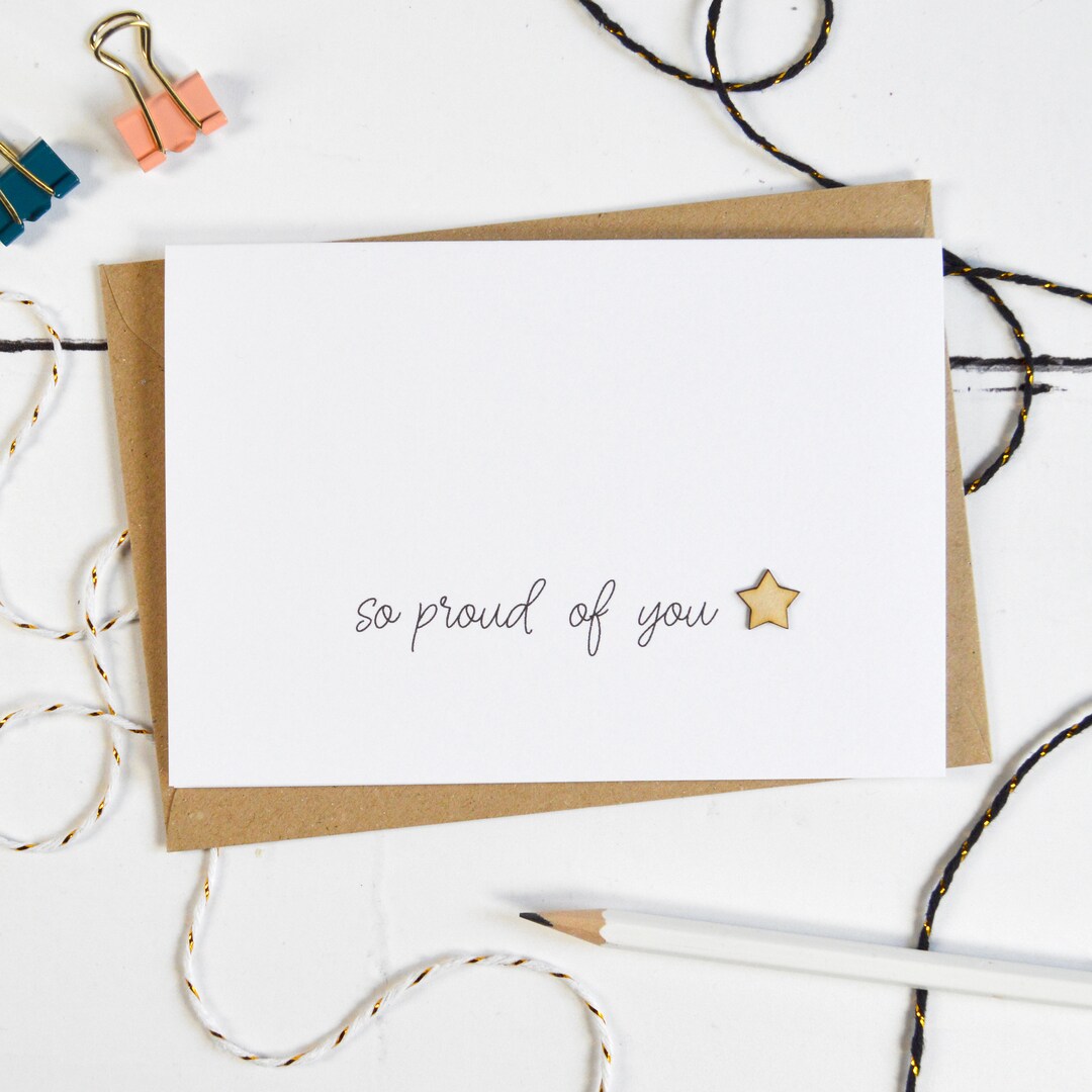 So Proud of You Wooden Star Card - Etsy