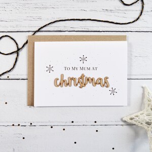 Alla mia mamma a Natale, biglietto di auguri in legno con parole