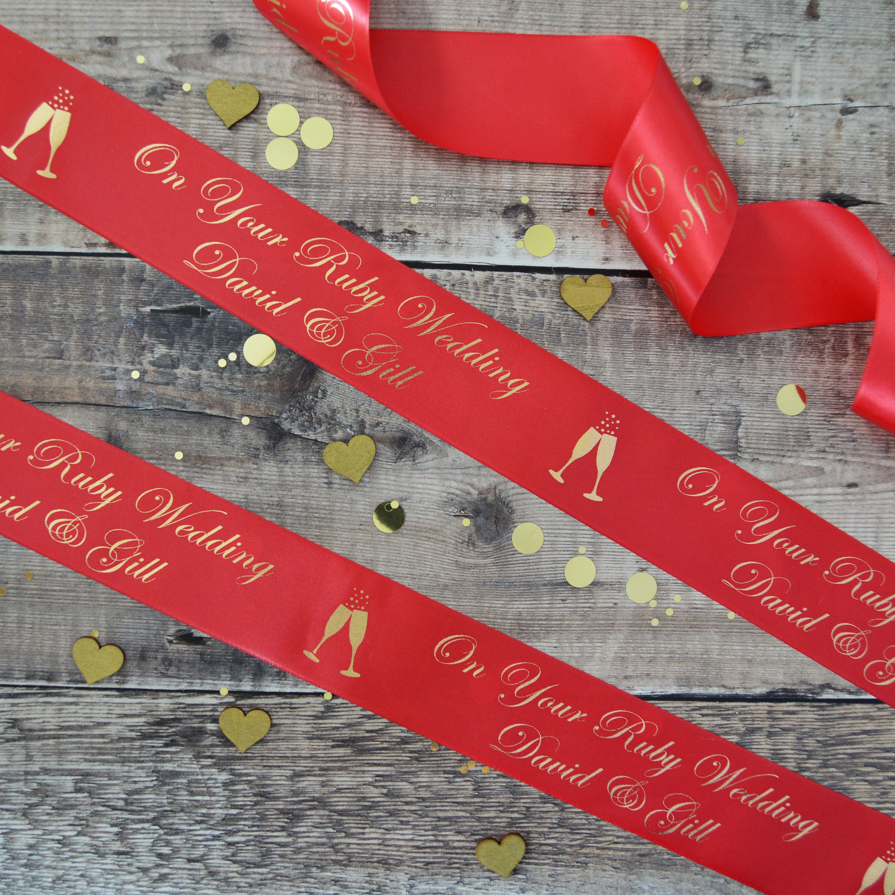 Anniversary 48mm Personalised Printed Ribbon - Satin Anniversary Ribbon ...