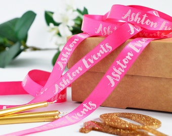 Business Branded 15mm Personalised Printed Ribbon - Business Gift Wrap - Promotional Materials - Logo Printed Ribbon - Business Packaging