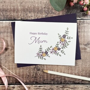 Buon compleanno mamma biglietto botanico in legno