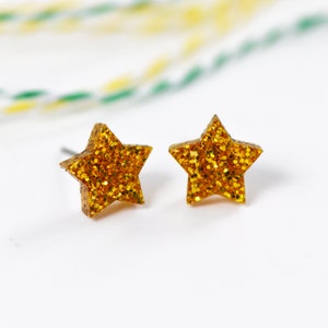 Gold Glitter Star Acrylic Stud Earrings