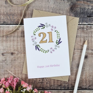 21. Geburtstag illustrierte Holzkarte